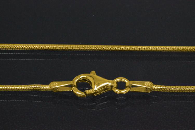 Schlangenkette 925/- Silber vergoldet mit Karabiner, ca Maße Ø 1,00mm