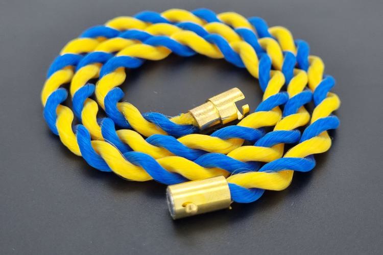 Fanartikel Seidenkordel - Collier, blau / gelb , Länge ca. 45cm