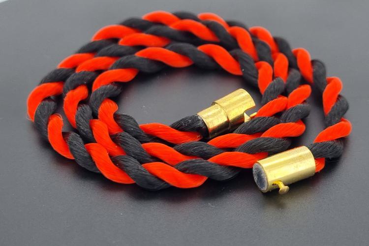 Fanartikel Seidenkordel - Collier, rot / schwarz , Länge ca. 45cm