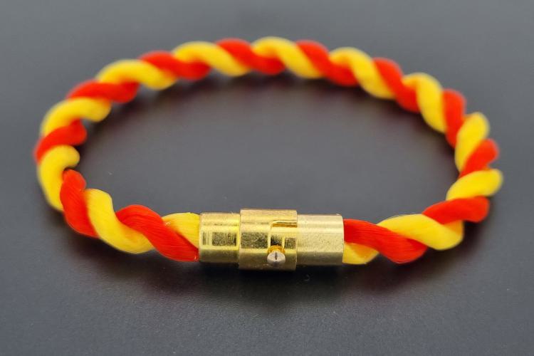 Fanartikel Seidenkordel - Armband, rot / gelb , Länge ca. 16cm