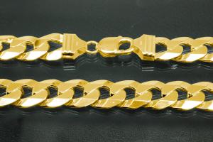 Curb chain 6 sides diamond cut 925/- Silver gold plated with trigger clasp, approx. width 14,0mm