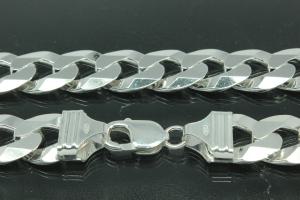 Curb chain 6 sides diamond cut 925/- Silver with trigger clasp approx. width 15,6mm