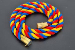 Fanartikel Seidenkordel - Collier, blau / gelb / rot , Länge ca. 43-45cm