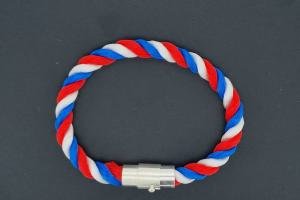 Fanartikel Seidenkordel - Armband, blau / weiss / rot , Länge ca. 16cm