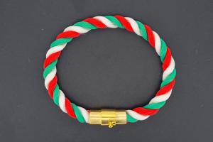 Fanartikel Seidenkordel - Armband, grün / weiss / rot , Länge ca. 16cm